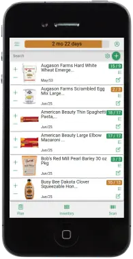 Food Storage Planner on iPhone